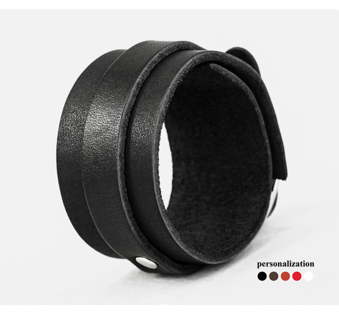 Leather cuff bracelet for men or women, code 6716