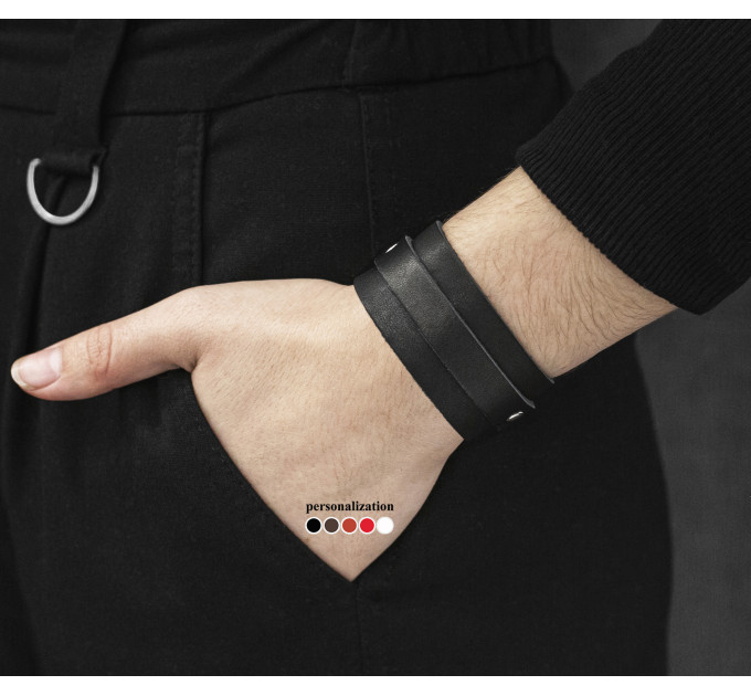 Leather cuff bracelet for men or women, code 6716