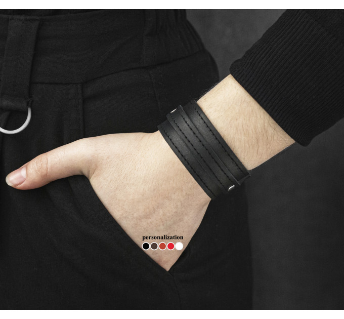 Leather cuff bracelet for men or women, code 6716st