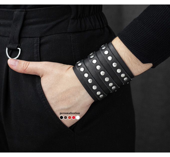 Leather cuff bracelet for men or women, code 6718