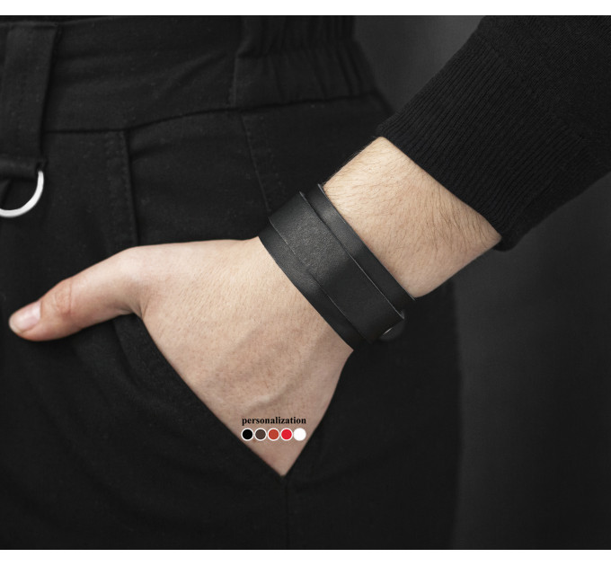Leather cuff bracelet for men or women, code 6720