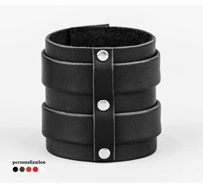 Leather cuff bracelet for men or women, code 6740