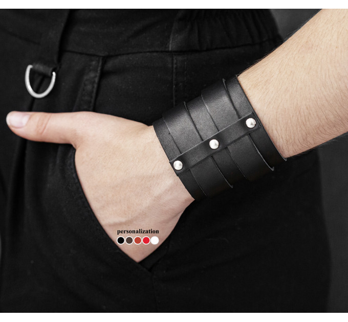 Leather cuff bracelet for men or women, code 6740