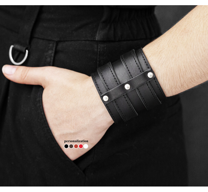 Leather cuff bracelet for men or women, code 6740st