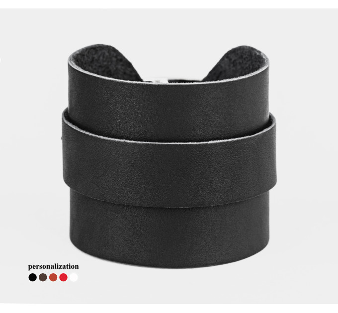 Leather cuff bracelet for men or women, code 8010