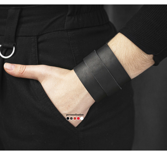 Leather cuff bracelet for men or women, code 8010