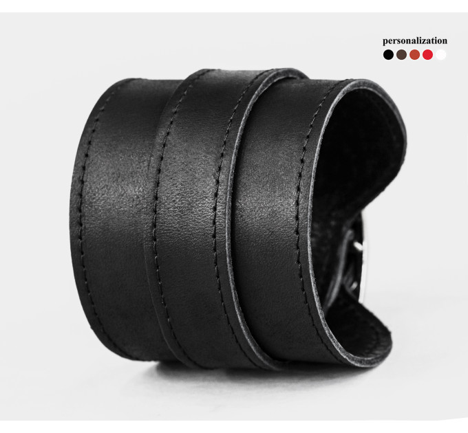Leather cuff bracelet for men or women, code 8010st