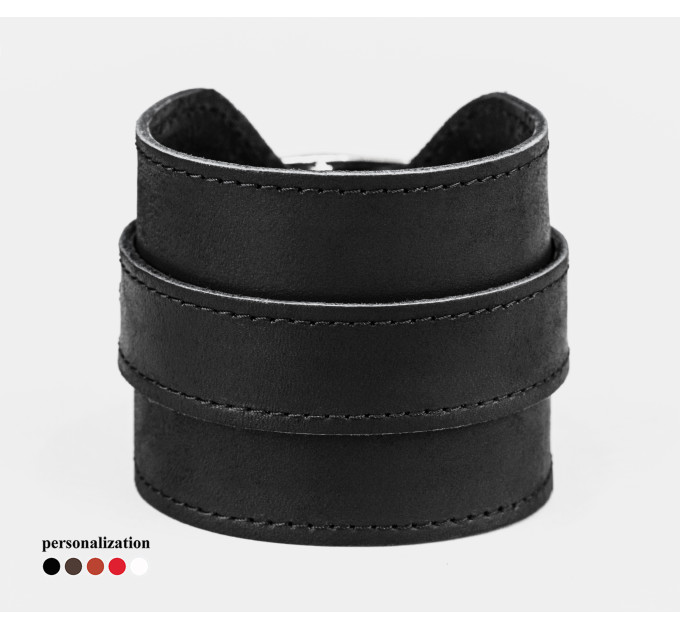 Leather cuff bracelet for men or women, code 8010st