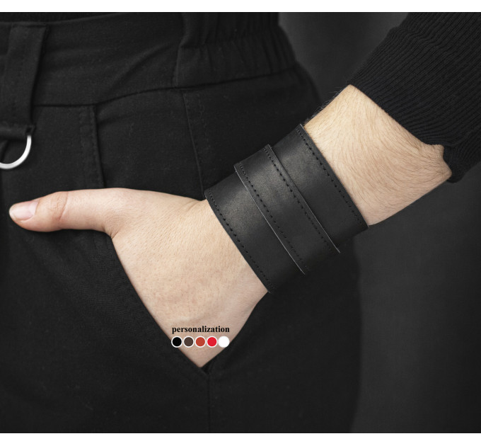 Leather cuff bracelet for men or women, code 8010st