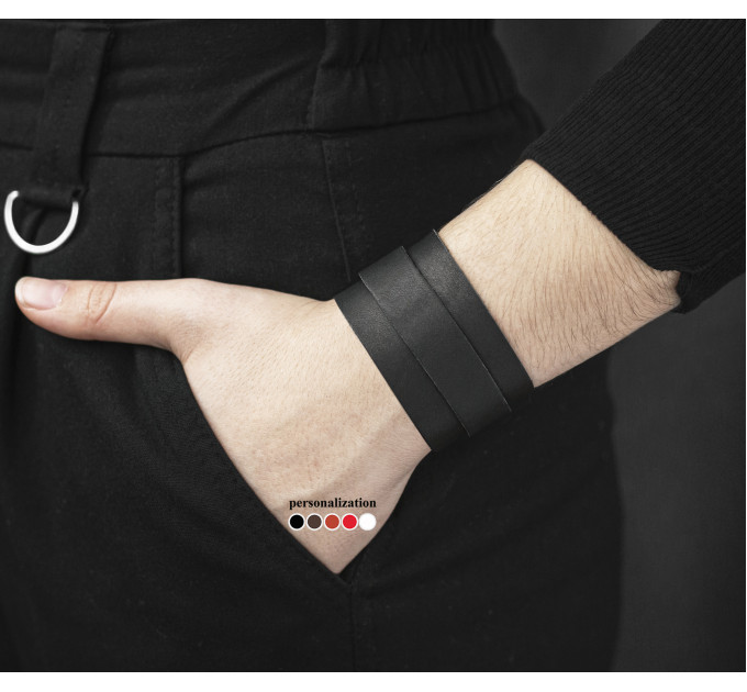 Leather cuff bracelet for men or women, code 8020