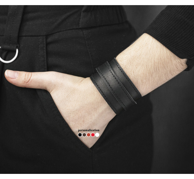 Leather cuff bracelet for men or women, code 8020st