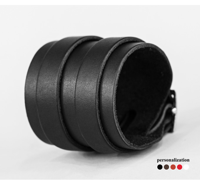 Leather cuff bracelet for men or women, code 8030