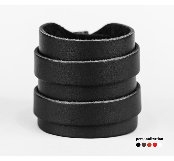 Leather cuff bracelet for men or women, code 8030