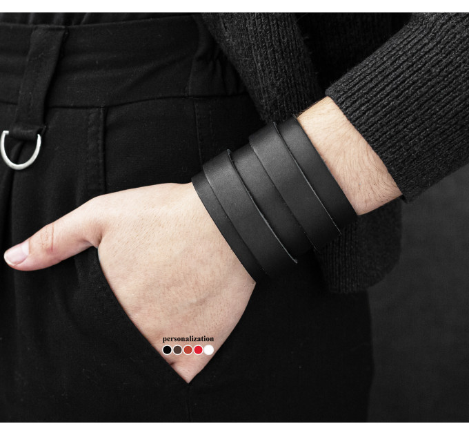 Leather cuff bracelet for men or women, code 8030