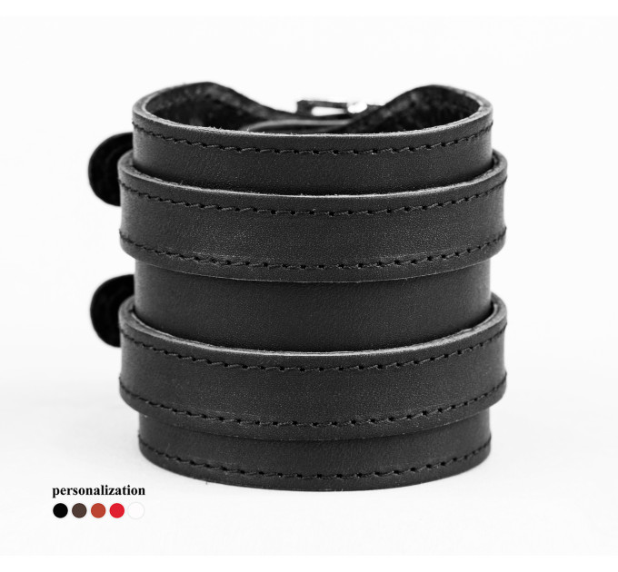 Leather cuff bracelet for men or women, code 8030st