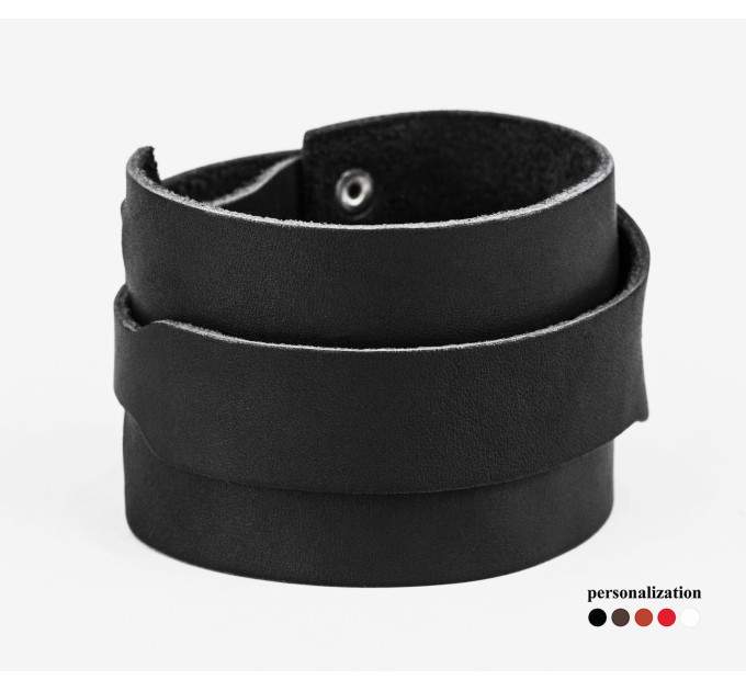 Leather cuff bracelet for men or women, code 8040