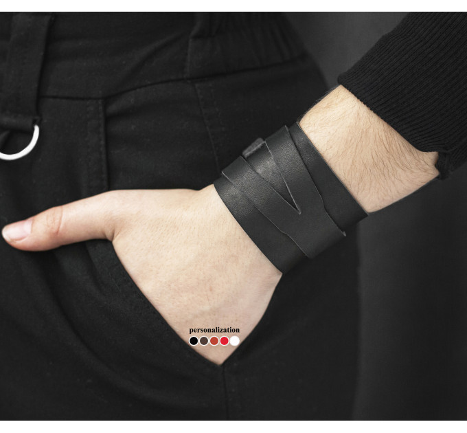 Leather cuff bracelet for men or women, code 8040