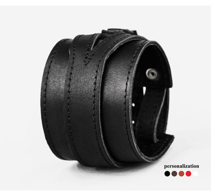 Leather cuff bracelet for men or women, code 8040st