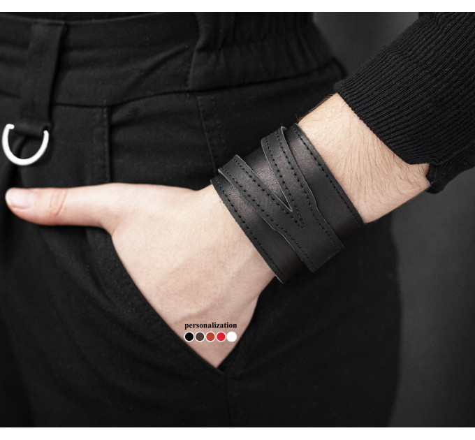 Leather cuff bracelet for men or women, code 8040st