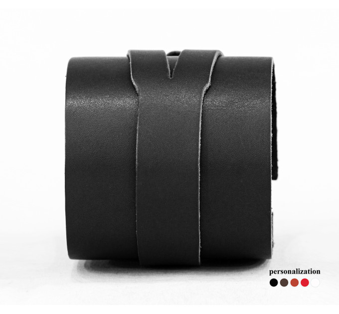 Leather cuff bracelet for men or women, code 8045