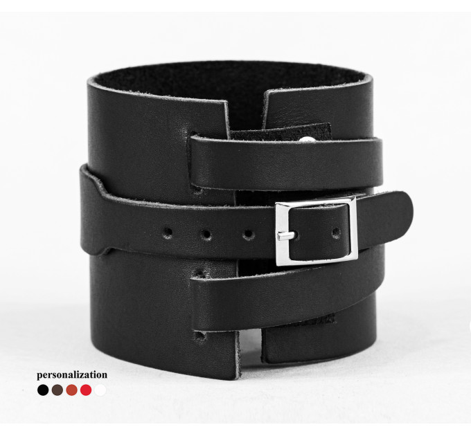 Leather cuff bracelet for men or women, code 8045