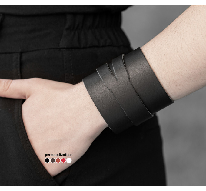 Leather cuff bracelet for men or women, code 8045