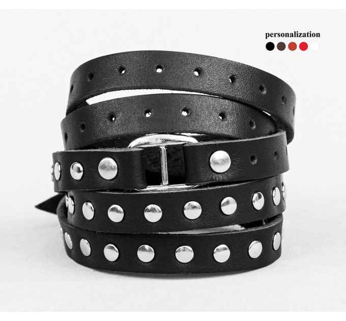 Leather wrap bracelet for men or women, code 8056