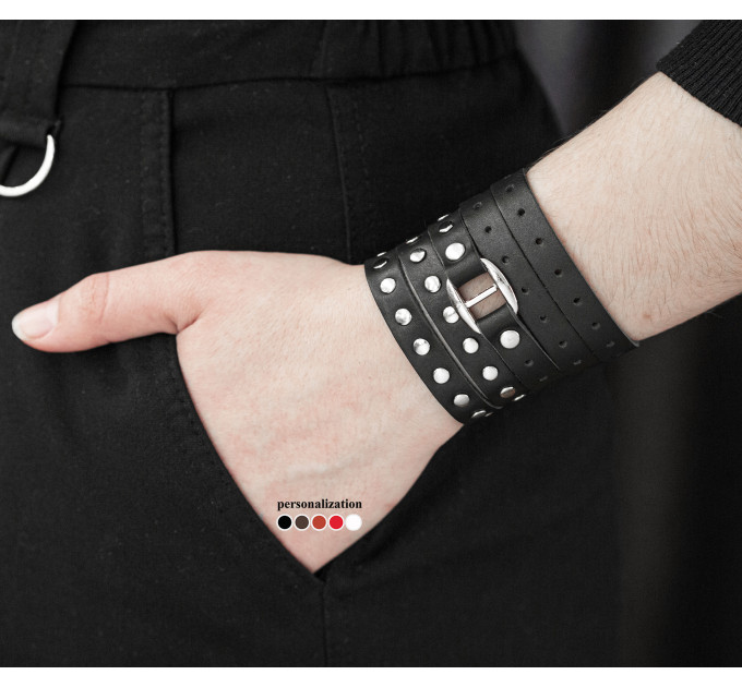 Leather wrap bracelet for men or women, code 8056