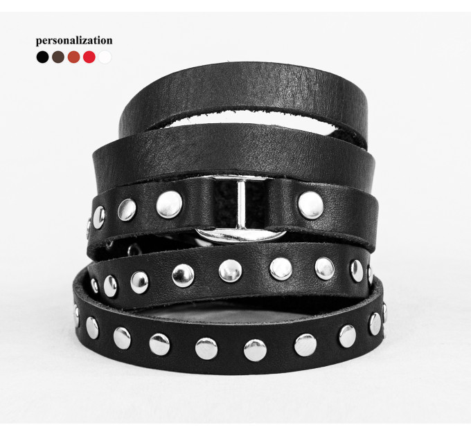 Leather wrap bracelet for men or women, code 8057