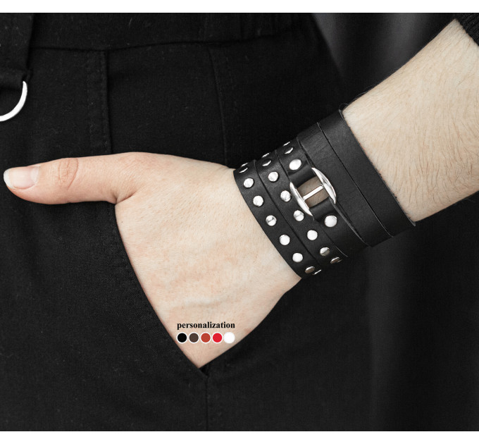 Leather wrap bracelet for men or women, code 8057