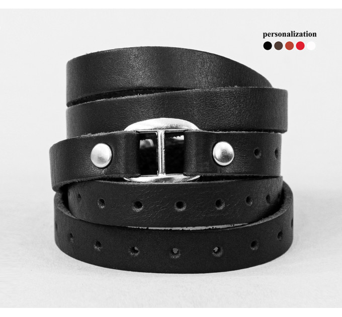 Leather wrap bracelet for men or women, code 8058