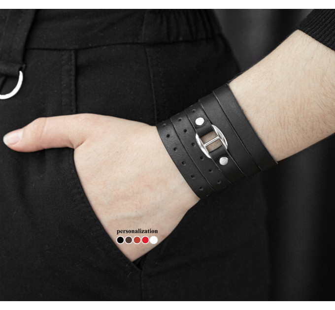 Leather wrap bracelet for men or women, code 8058