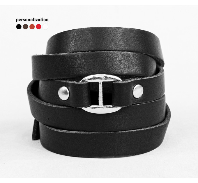 Leather wrap bracelet for men or women, code 8060