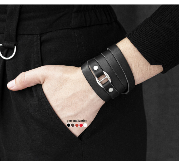 Leather wrap bracelet for men or women, code 8060