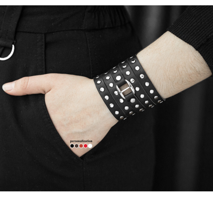 Leather wrap bracelet for men or women, code 8061