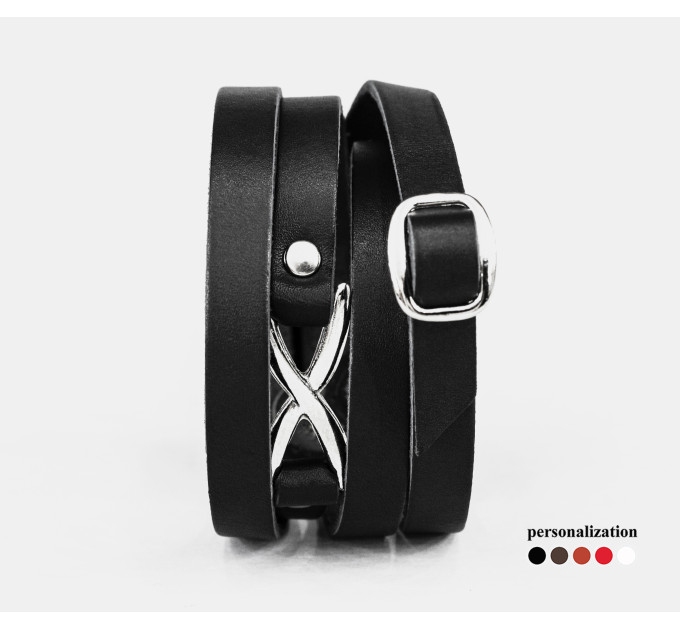 Leather wrap bracelet for men or women, code 8063