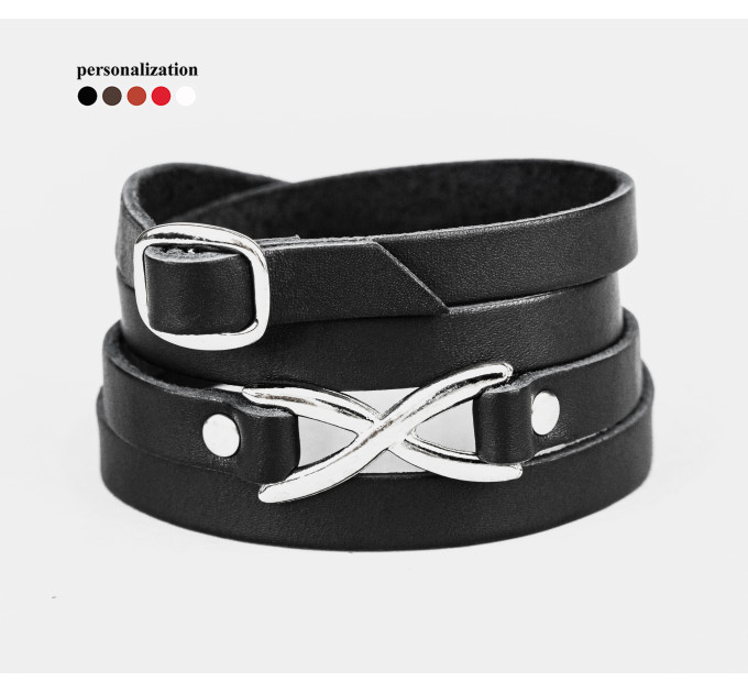 Leather wrap bracelet for men or women, code 8063