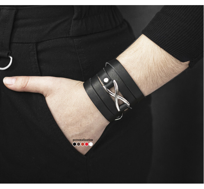 Leather wrap bracelet for men or women, code 8063