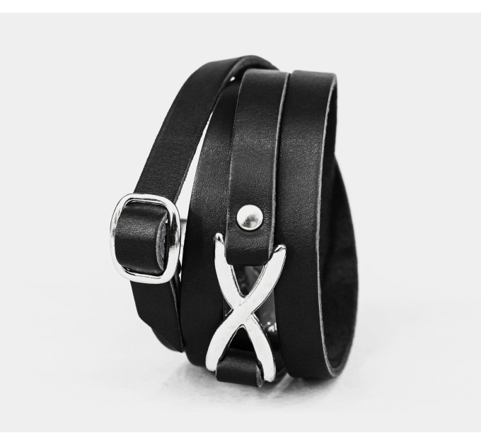 Leather wrap bracelet for men or women, code 8063