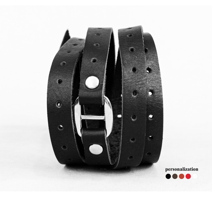 Leather wrap bracelet for men or women, code 8064