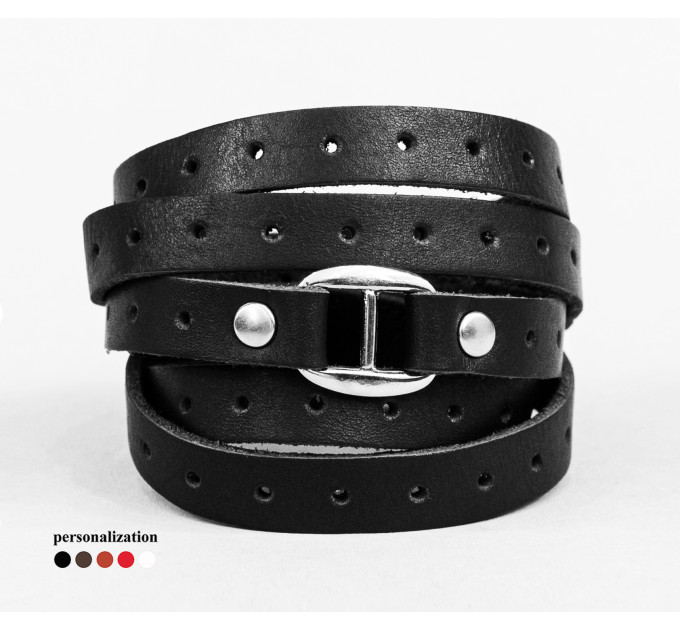 Leather wrap bracelet for men or women, code 8064