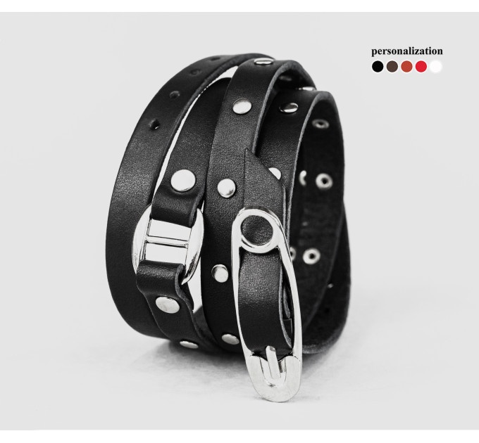 Leather wrap bracelet for men or women, code 8067