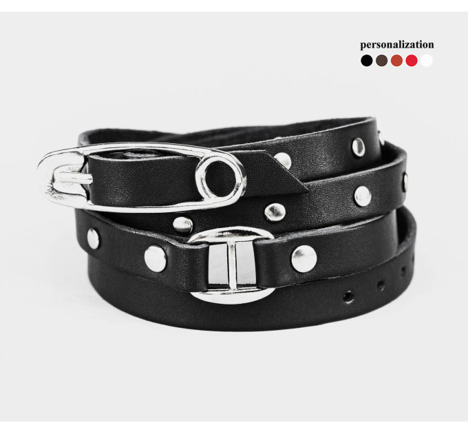 Leather wrap bracelet for men or women, code 8067