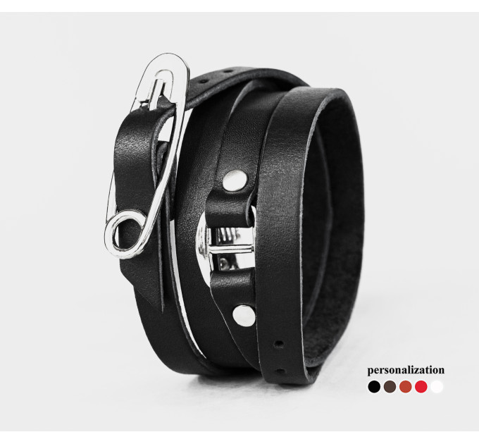 Leather wrap bracelet for men or women, code 8069
