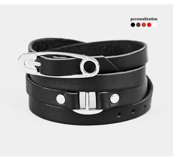 Leather wrap bracelet for men or women, code 8069