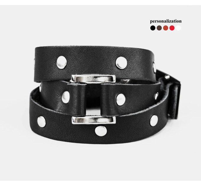 Leather wrap bracelet for men or women, code 8070