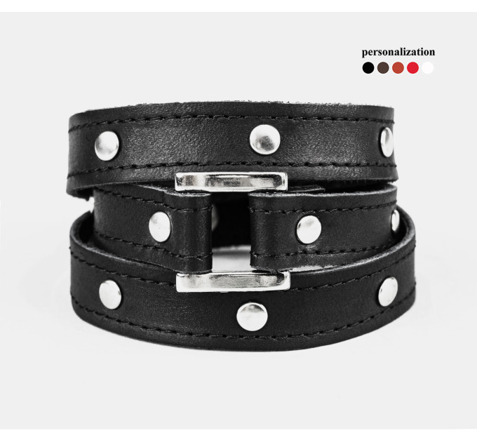 Leather wrap bracelet for men or women, code 8070st