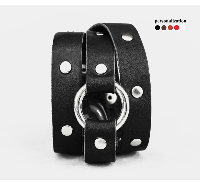 Leather wrap bracelet for men or women, code 8071