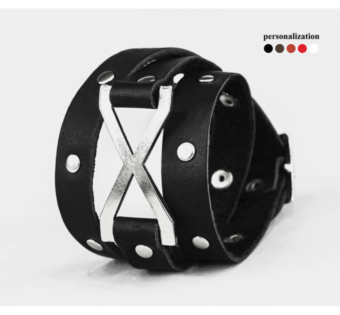 Leather wrap bracelet for men or women, code 8073