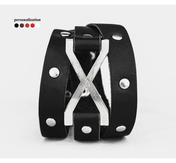 Leather wrap bracelet for men or women, code 8073